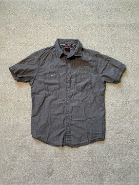 Y2K Tony Hawk Shirt Mens M Grey 100% Cotton Button Down Collar Vintage Skate